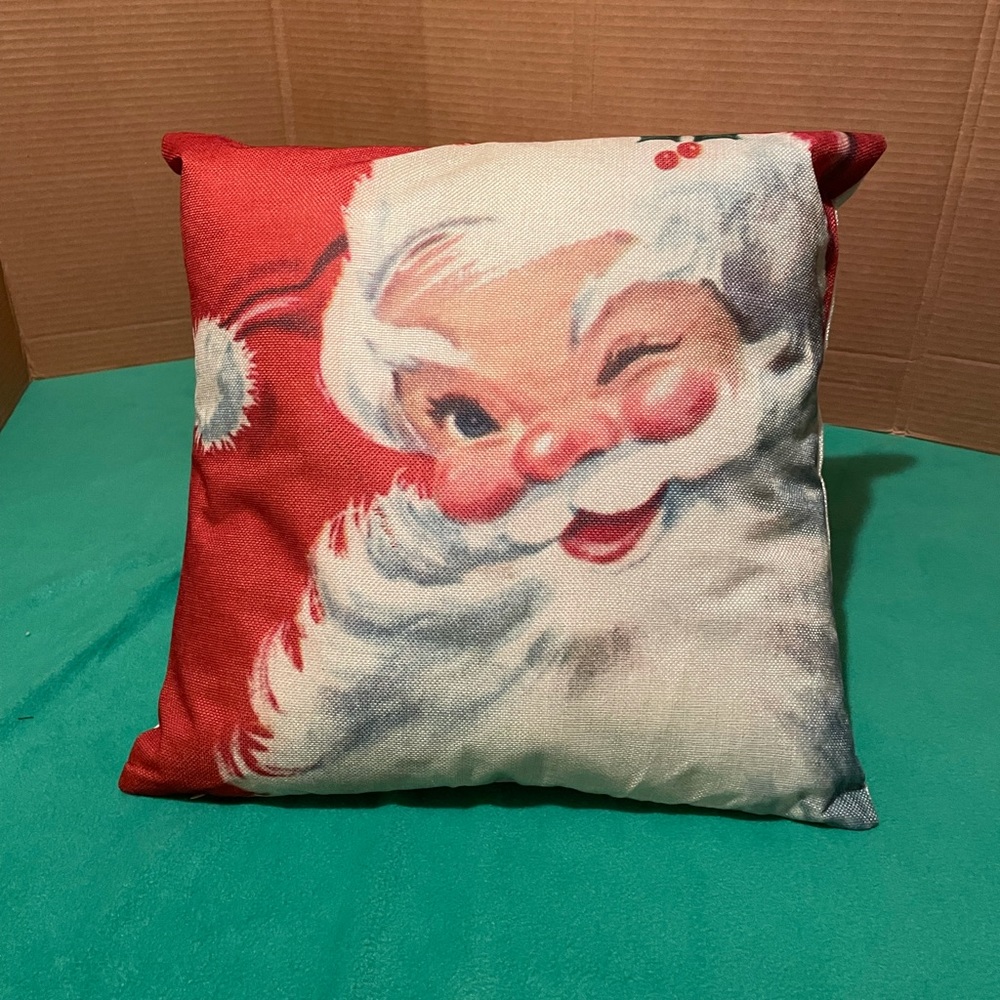 Winking Santa Throw Pillow